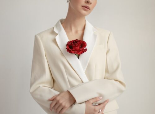 woman wearing white blazer