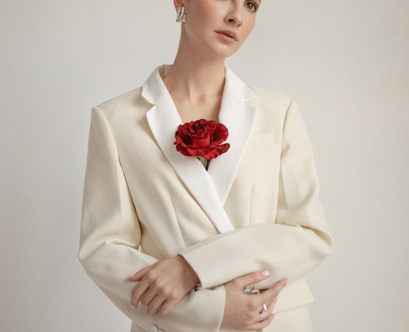 woman wearing white blazer